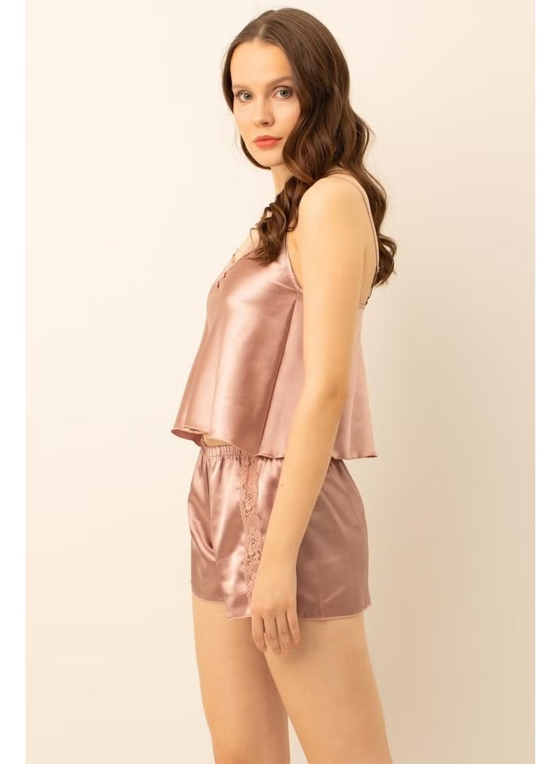 DoReMi Satin Laced Adjustable Strap Shorts Set - Image 2
